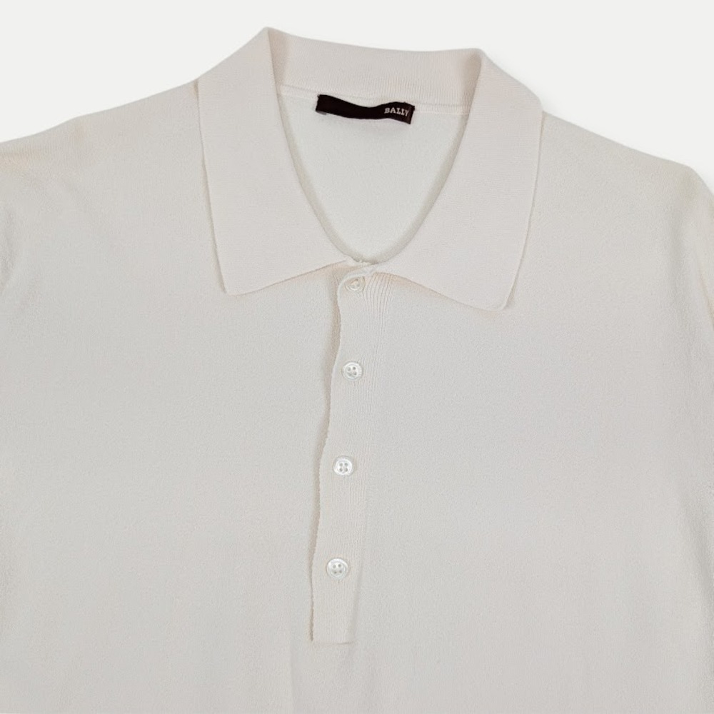 Bally Knit Polo Shirt Mens Size 42 XL Cream Viscose Blend Made in Italy - Picture 7 of 10